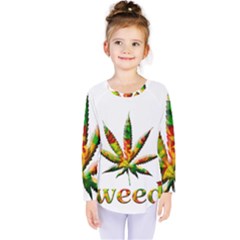 Marijuana Leaf Bright Graphic Kids  Long Sleeve Tee