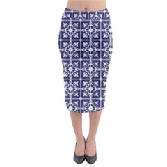 Leaves Horizontal Grey Urban Midi Pencil Skirt by Simbadda