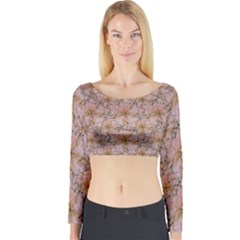 Nature Collage Print Long Sleeve Crop Top (tight Fit)