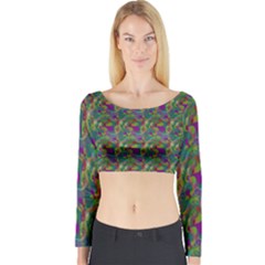 Pattern Abstract Paisley Swirls Long Sleeve Crop Top