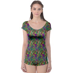 Pattern Abstract Paisley Swirls Boyleg Leotard 