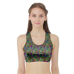 Pattern Abstract Paisley Swirls Sports Bra With Border