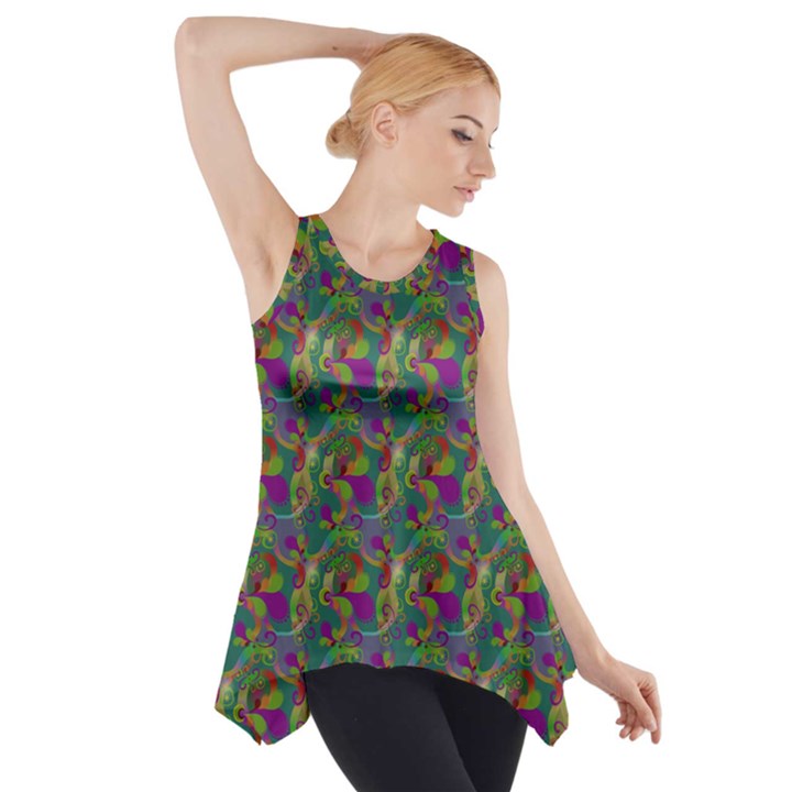 Pattern Abstract Paisley Swirls Side Drop Tank Tunic