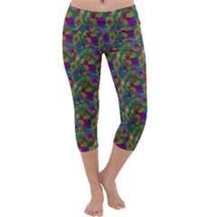 Pattern Abstract Paisley Swirls Capri Yoga Leggings by Simbadda