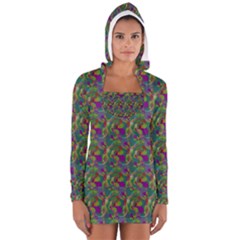 Pattern Abstract Paisley Swirls Women s Long Sleeve Hooded T-shirt by Simbadda