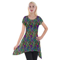 Pattern Abstract Paisley Swirls Short Sleeve Side Drop Tunic by Simbadda