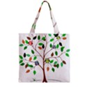 Tree Root Leaves Owls Green Brown Zipper Grocery Tote Bag View2