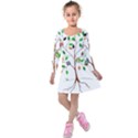 Tree Root Leaves Owls Green Brown Kids  Long Sleeve Velvet Dress View1