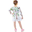 Tree Root Leaves Owls Green Brown Kids  Long Sleeve Velvet Dress View2