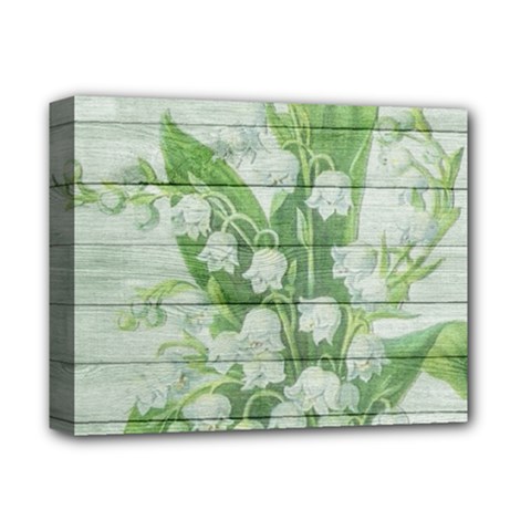 On Wood May Lily Of The Valley Deluxe Canvas 14  X 11  by Simbadda