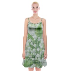 On Wood May Lily Of The Valley Spaghetti Strap Velvet Dress