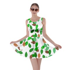 Leaves True Leaves Autumn Green Skater Dress by Simbadda