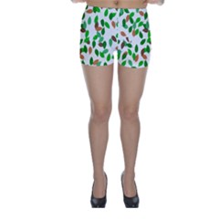 Leaves True Leaves Autumn Green Skinny Shorts by Simbadda