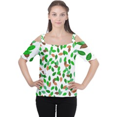 Leaves True Leaves Autumn Green Women s Cutout Shoulder Tee