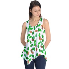 Leaves True Leaves Autumn Green Sleeveless Tunic