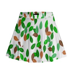 Leaves True Leaves Autumn Green Mini Flare Skirt by Simbadda