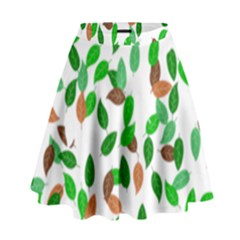 Leaves True Leaves Autumn Green High Waist Skirt by Simbadda