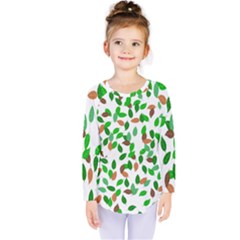 Leaves True Leaves Autumn Green Kids  Long Sleeve Tee