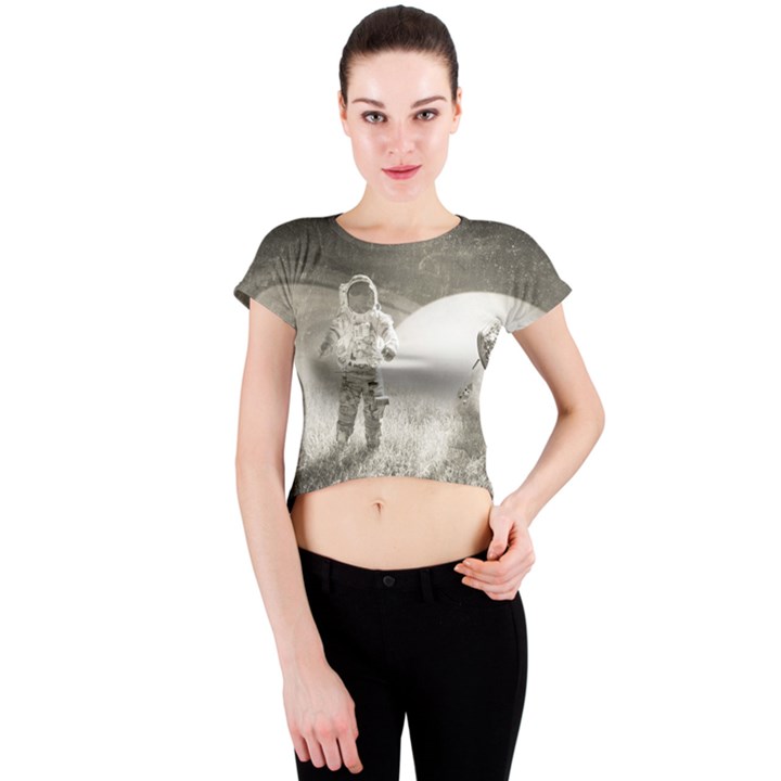 Astronaut Space Travel Space Crew Neck Crop Top