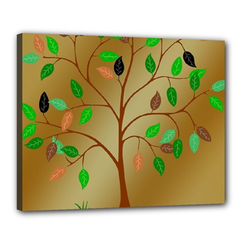 Tree Root Leaves Contour Outlines Canvas 20  X 16  by Simbadda