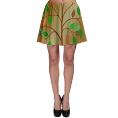 Tree Root Leaves Contour Outlines Skater Skirt by Simbadda