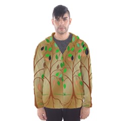 Tree Root Leaves Contour Outlines Hooded Wind Breaker (men) by Simbadda