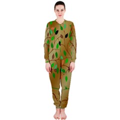 Tree Root Leaves Contour Outlines Onepiece Jumpsuit (ladies)  by Simbadda