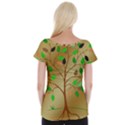 Tree Root Leaves Contour Outlines Women s Cap Sleeve Top View2