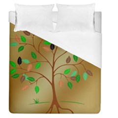 Tree Root Leaves Contour Outlines Duvet Cover (queen Size)