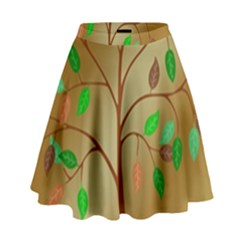 Tree Root Leaves Contour Outlines High Waist Skirt by Simbadda