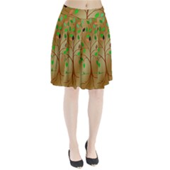 Tree Root Leaves Contour Outlines Pleated Skirt by Simbadda