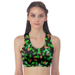 Leaves True Leaves Autumn Green Sports Bra by Simbadda