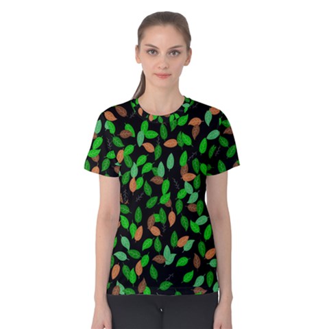 Leaves True Leaves Autumn Green Women s Cotton Tee by Simbadda