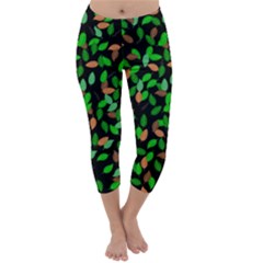 Leaves True Leaves Autumn Green Capri Winter Leggings  by Simbadda