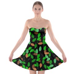 Leaves True Leaves Autumn Green Strapless Bra Top Dress by Simbadda