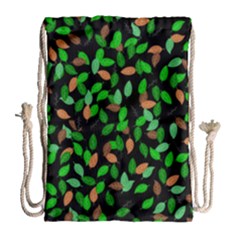 Leaves True Leaves Autumn Green Drawstring Bag (large)