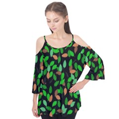 Leaves True Leaves Autumn Green Flutter Tees