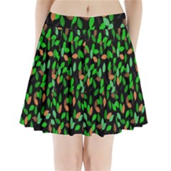 Leaves True Leaves Autumn Green Pleated Mini Skirt by Simbadda