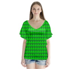 St  Patricks Day Green Flutter Sleeve Top