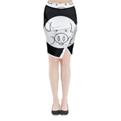 Pig Logo Midi Wrap Pencil Skirt