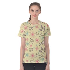 Seamless Spring Flowers Patterns Women s Cotton Tee