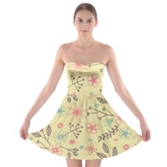 Seamless Spring Flowers Patterns Strapless Bra Top Dress