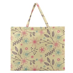 Seamless Spring Flowers Patterns Zipper Large Tote Bag by TastefulDesigns