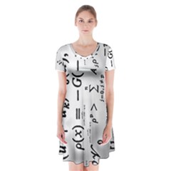 Science Formulas Short Sleeve V-neck Flare Dress by Simbadda