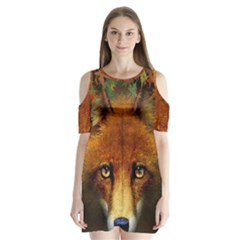 Fox Shoulder Cutout Velvet  One Piece