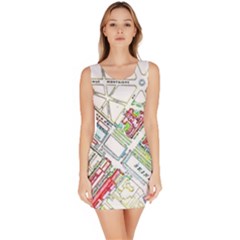 Paris Map Sleeveless Bodycon Dress by Simbadda