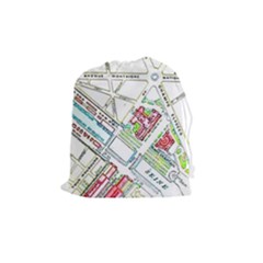 Paris Map Drawstring Pouches (medium)  by Simbadda