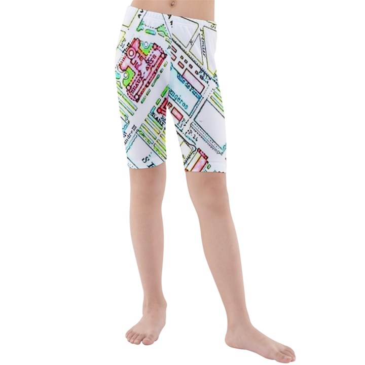 Paris Map Kids  Mid Length Swim Shorts