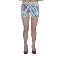 Paris Map Skinny Shorts by Simbadda