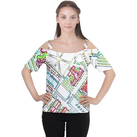 Paris Map Women s Cutout Shoulder Tee by Simbadda